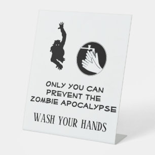 Funny Zombie Wash Hands Restaurant Badezimmer Sockelschild