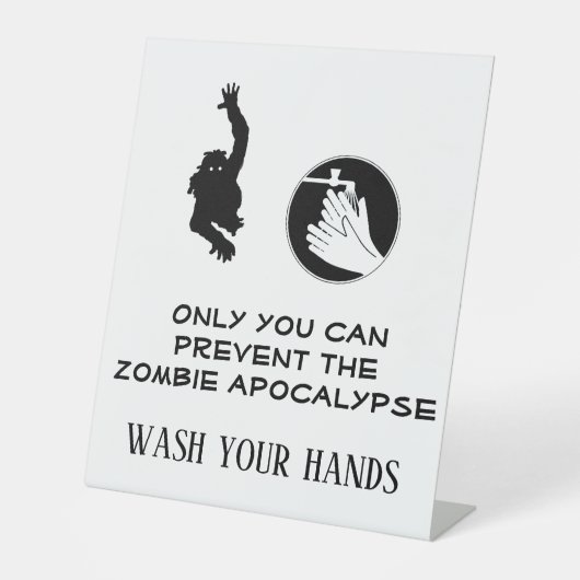Funny Zombie Wash Hands Restaurant Badezimmer Sockelschild (Vorderseite)