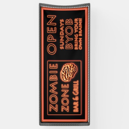 Funny Zombie Zone bringen Ihr eigenes Gehirn Banner (Vertikal)