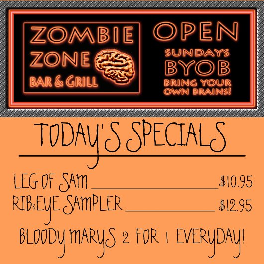 Funny Zombie Zone BYOB bringen Ihr eigenes Gehirn Poster