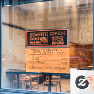 Funny Zombie Zone Halloween Fensteraufkleber