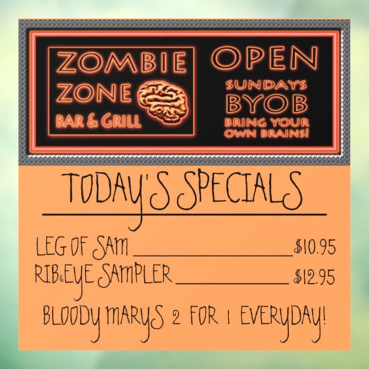 Funny Zombie Zone Halloween Fensteraufkleber (Blatt 3)