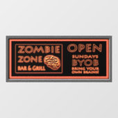 Funny Zombie Zone Halloween Fensteraufkleber (Blatt)