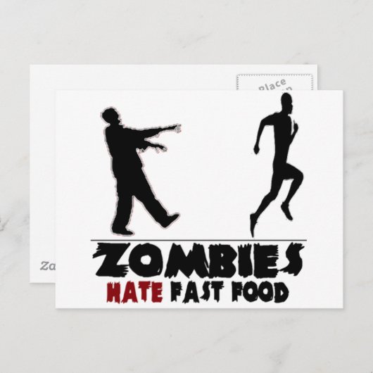 Funny Zombies Fast Food Postkarte (Vorne/Hinten)