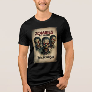 Funny Zombies isst Gehirne Halloween Tri-Blend Shirt