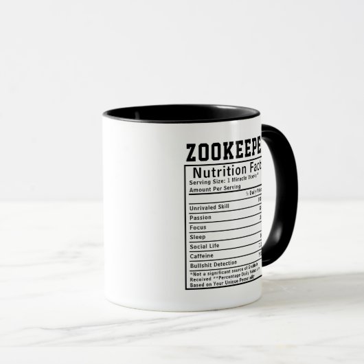 Funny Zookeeper Nutrition Fakten Mitarbeiter Tasse (VorderseiteRechts)