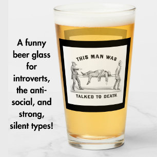 Funny "Zu Tode getreten" Vintag Introvertiert Man' Glas