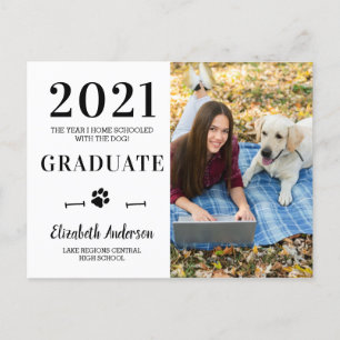 Funny Zuhause School Hund-Klasse des Graduate Foto Einladungspostkarte