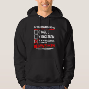 Funny Zuhause Worker mit deutschem Text Ich bin am Hoodie