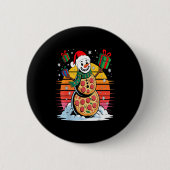 Funny Zza Snowman Christmas Holiday Food Button (Vorderseite)
