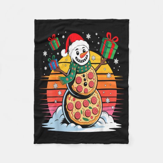Funny Zza Snowman Christmas Holiday Food Fleecedecke (Vorderseite)