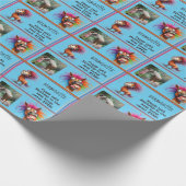 FunnyHorse Birthday Foto Name Sentiment Geschenkpapier (Ecke)