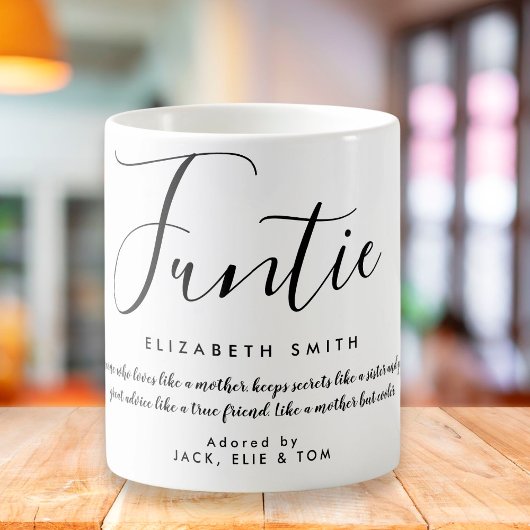 Funtie Girly Script Fun Tante Quote Kaffeetasse