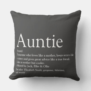 Funtie Tante Auntie Definition Modern Grau Kissen