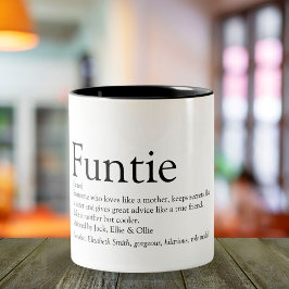 Funtie, Tante, Tante Definition Moderner Spaß Zweifarbige Tasse