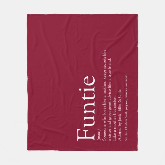 Funtie Tunt Tuntie Definition Burgund Fleecedecke (Vorderseite)