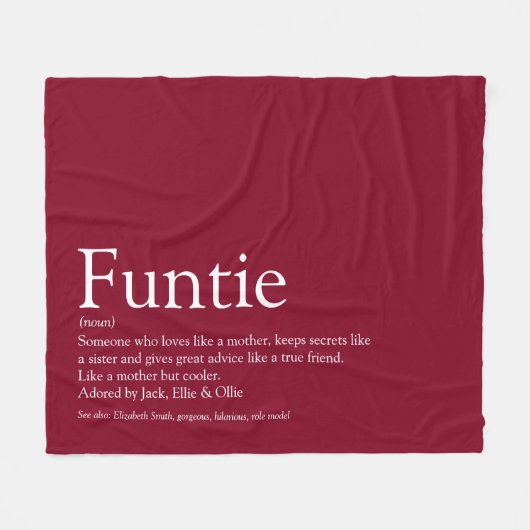 Funtie Tunt Tuntie Definition Burgund Fleecedecke (Vorderseite (Horizontal))