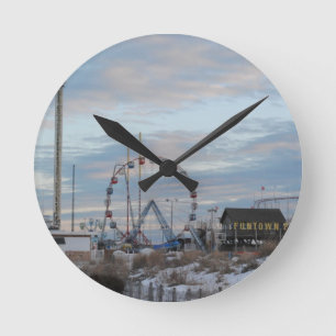 Funtown Pier Seaside Heights Runde Wanduhr