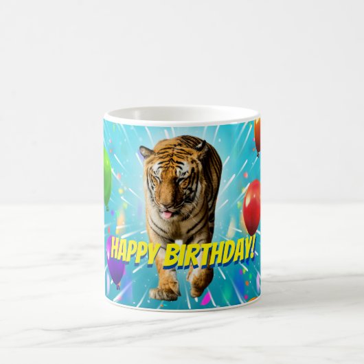 Funy Tiger Party Ballon Explosion Geburtstag Kaffeetasse (Mittel)