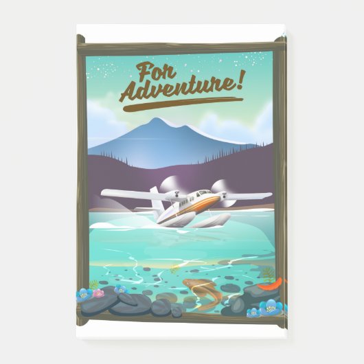 Für Abenteuer! Flugzeug-Reiseplakat Post-it Klebezettel (Vorderseite)