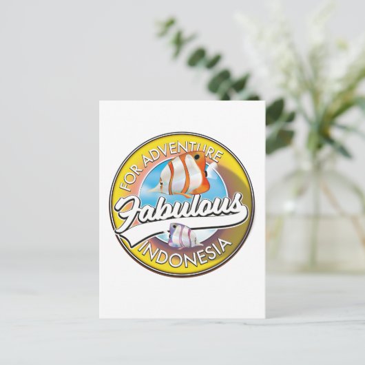 Für Adventure Fabulous Indonesia Logo Postkarte (Stehend Vorderseite)