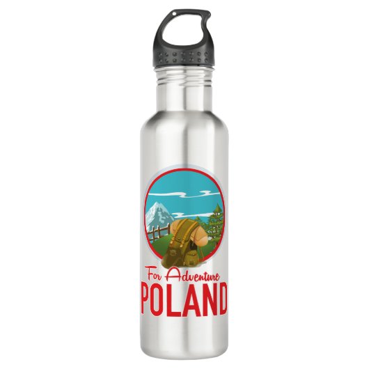 Für Adventure Poland Reiselogo Edelstahlflasche (Vorderseite)