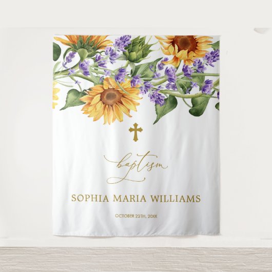 Für alle Taufbecken - Sonnenblumen & Kreuz Wandteppich (Vorderseite)