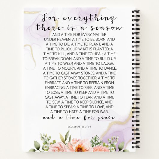 Für alles, was es gibt, ecclesiastes 3:1-8 notizblock (Rückseite)
