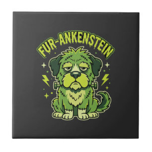 Fur-Ankenstein Lustiger Frankenstein-Hund Hallowee Fliese