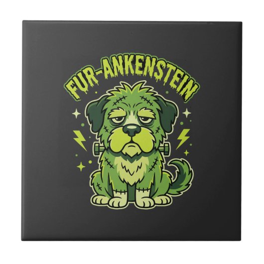 Fur-Ankenstein Lustiger Frankenstein-Hund Hallowee Fliese (Vorderseite)