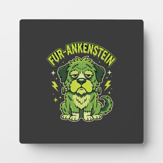 Fur-Ankenstein Lustiger Frankenstein-Hund Hallowee Fotoplatte (Vorderseite)