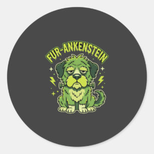 Fur-Ankenstein Lustiger Frankenstein-Hund Hallowee Runder Aufkleber