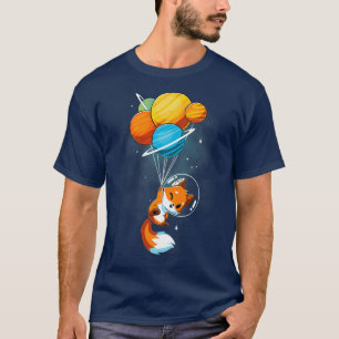 Für Astronaut im Weltraum, der Planet-Ballons hält T-Shirt