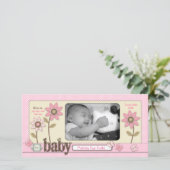 Für Baby Girl Foto Card Ankündigung (Stehend Vorderseite)