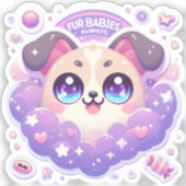 Fur Babys immer Niedlich Welpen Vinyl Sticker (Vorderseite)