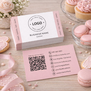 Für Bäckereien angepasster QR-Code Rosa Visitenkarte