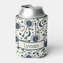 Für Banjo Spieler Muster Blue und Cream Folk Art Dosenkühler