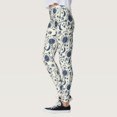 Für Banjo Spieler Muster Blue und Cream Folk Art Leggings (Links)