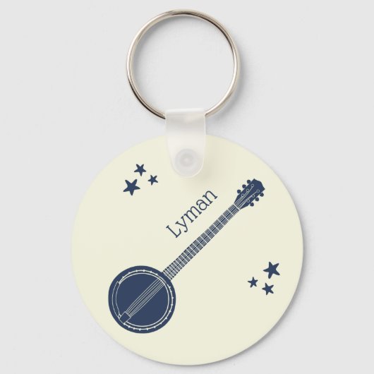 Für Banjo Spieler Navy Blue Personalisiert Schlüsselanhänger (Vorderseite)
