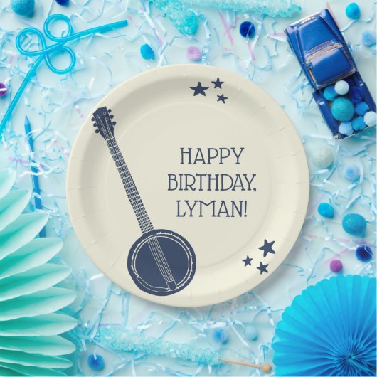 Für Banjo Spieler Navy Personalisiertes Party Pappteller (Party)