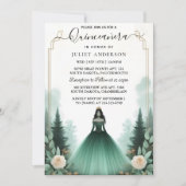 Für Bäume Gold Mint Glam Emerald Green Quinceanera Einladung (Vorderseite)