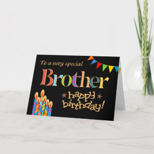 Für Brother Chic Candles, Bunting Birthday Card Karte