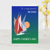 Für Bruder am Vatertag Segelboote bei Sonnenunterg Karte (Gelbe Blume)