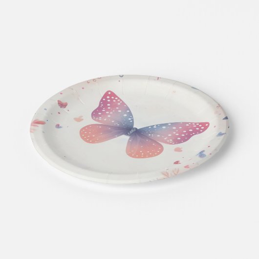 Für Bug Boho Soft Glow Live Butterfly Babydusche Pappteller (Schrägansicht)