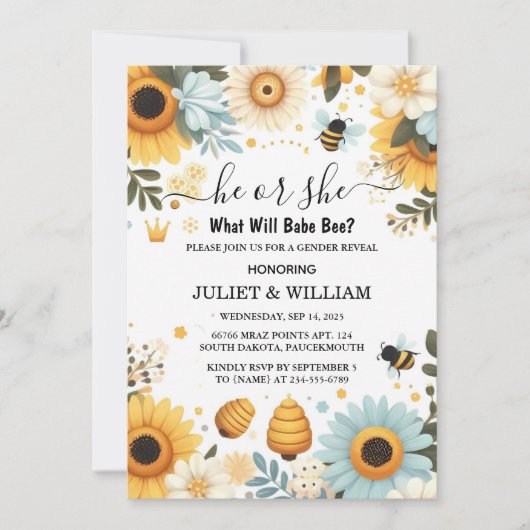 Für Bug Daisy Bloom Rustikal beschäftigt Bienen Ge Einladung (Vorderseite)