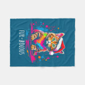 Fur-bulous Cute Cat Christmas Party Holiday Kitten Fleecedecke (Vorderseite (Horizontal))