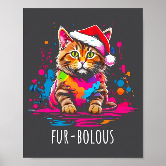 Fur-bulous Cute Cat Christmas Party Holiday Kitten Poster (Vorne)