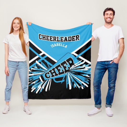 Für Cheerleader 📣 - Baby Blue, Black & White Fleecedecke (Beispiel)