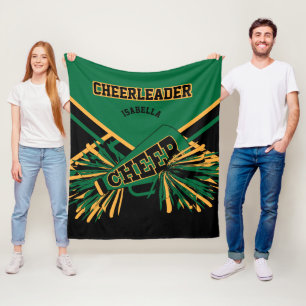 Für Cheerleader 📣 - Dunkelgrün, Gold und Schwarz Fleecedecke