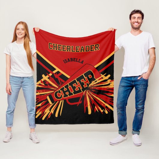 Für Cheerleader 📣 - Dunkelrot, Gold und Schwarz Fleecedecke (Beispiel)